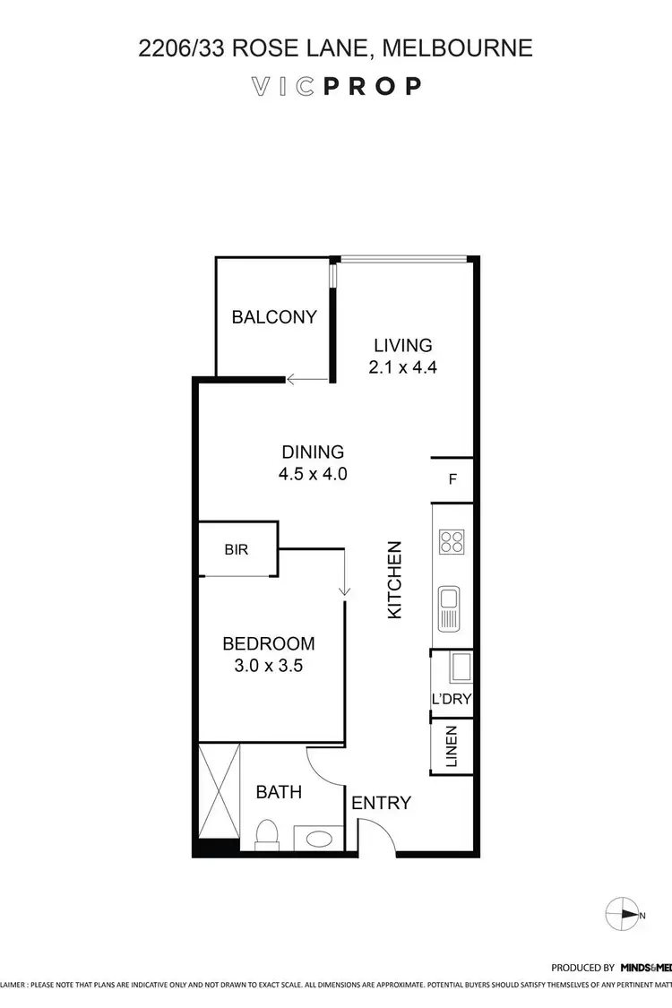 Floorplan of Homely apartment listing, 2206/33 Rose Lane, Melbourne VIC 3000