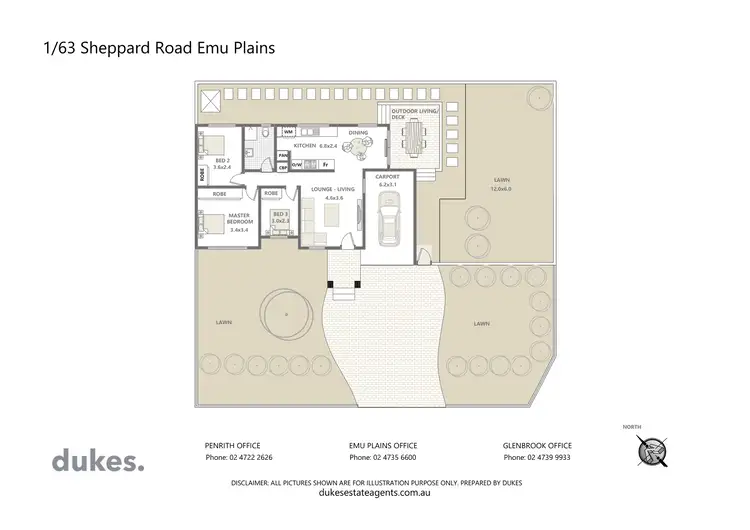 Floorplan of Homely semi-detached listing, 1/63 Sheppard Road, Emu Plains NSW 2750