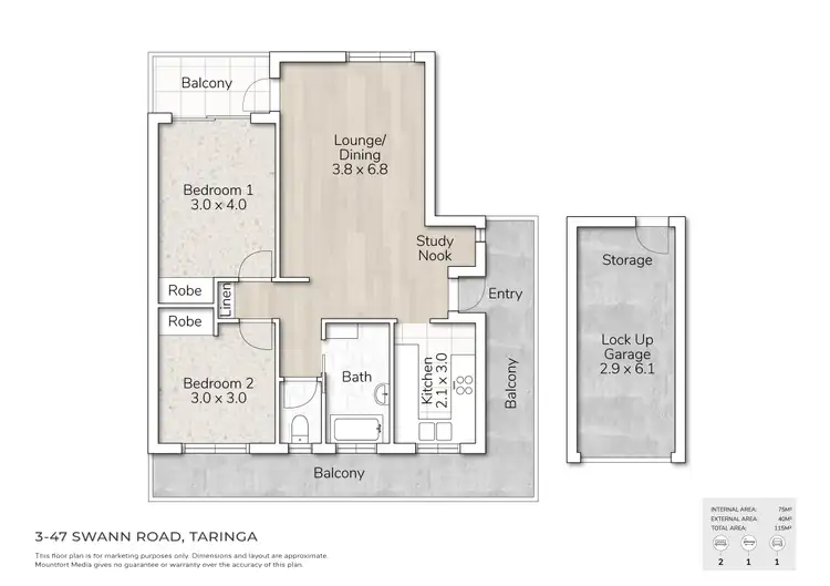 Floorplan of Homely unit listing, 3/47 Swann Road, Taringa QLD 4068