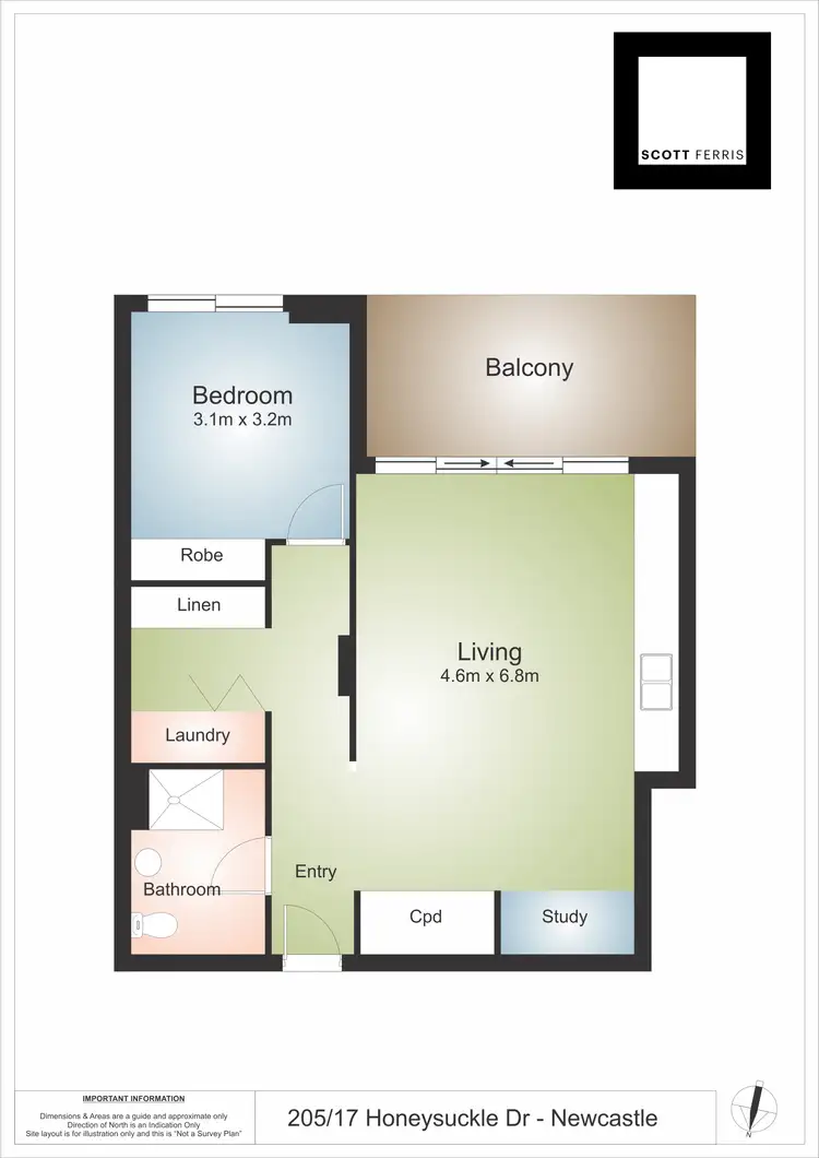 Floorplan of Homely apartment listing, 205/17 Honeysuckle Drive, Newcastle NSW 2300