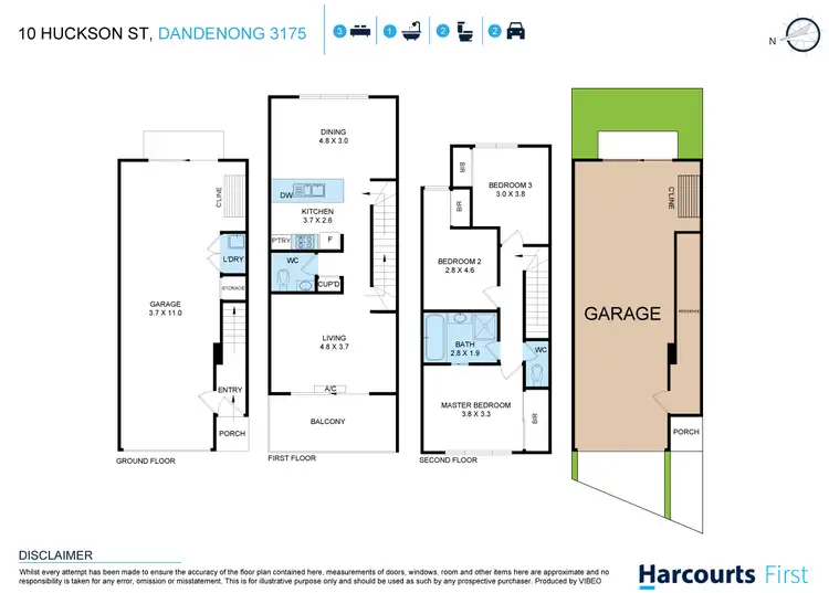 Floorplan of Homely townhouse listing, 10 Huckson Street, Dandenong VIC 3175