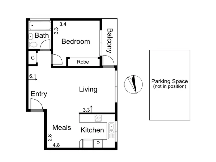 Floorplan of Homely apartment listing, 38/32 King William Street, Fitzroy VIC 3065