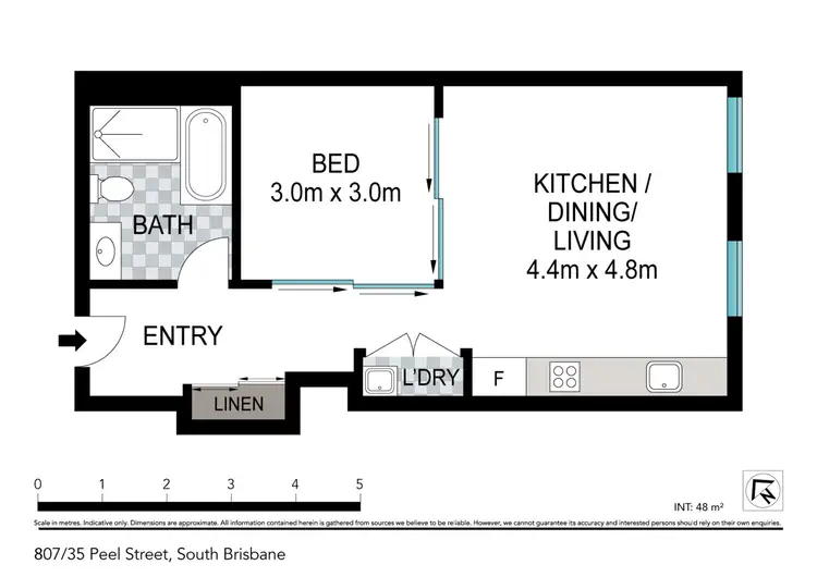 Floorplan of Homely unit listing, 807/35 Peel Street, South Brisbane QLD 4101