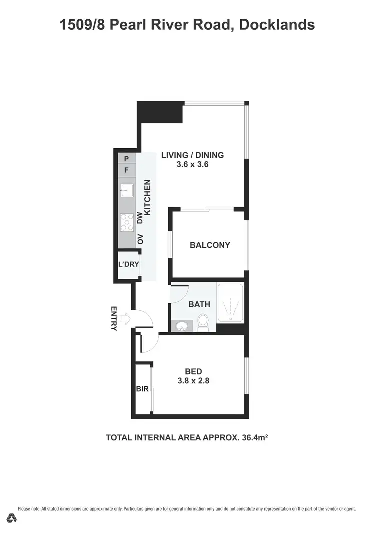 Floorplan of Homely apartment listing, 1509/8 Pearl River Road, Docklands VIC 3008