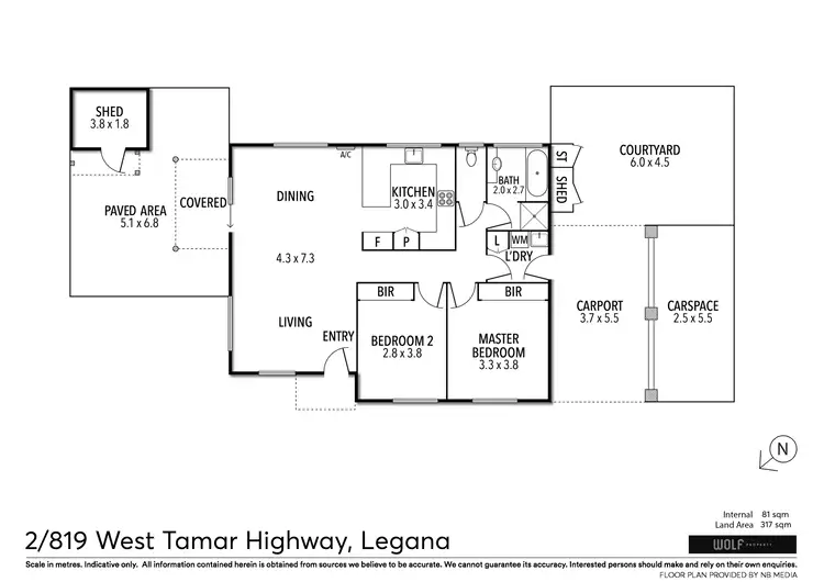 Floorplan of Homely unit listing, 2/819 West Tamar Highway, Legana TAS 7277
