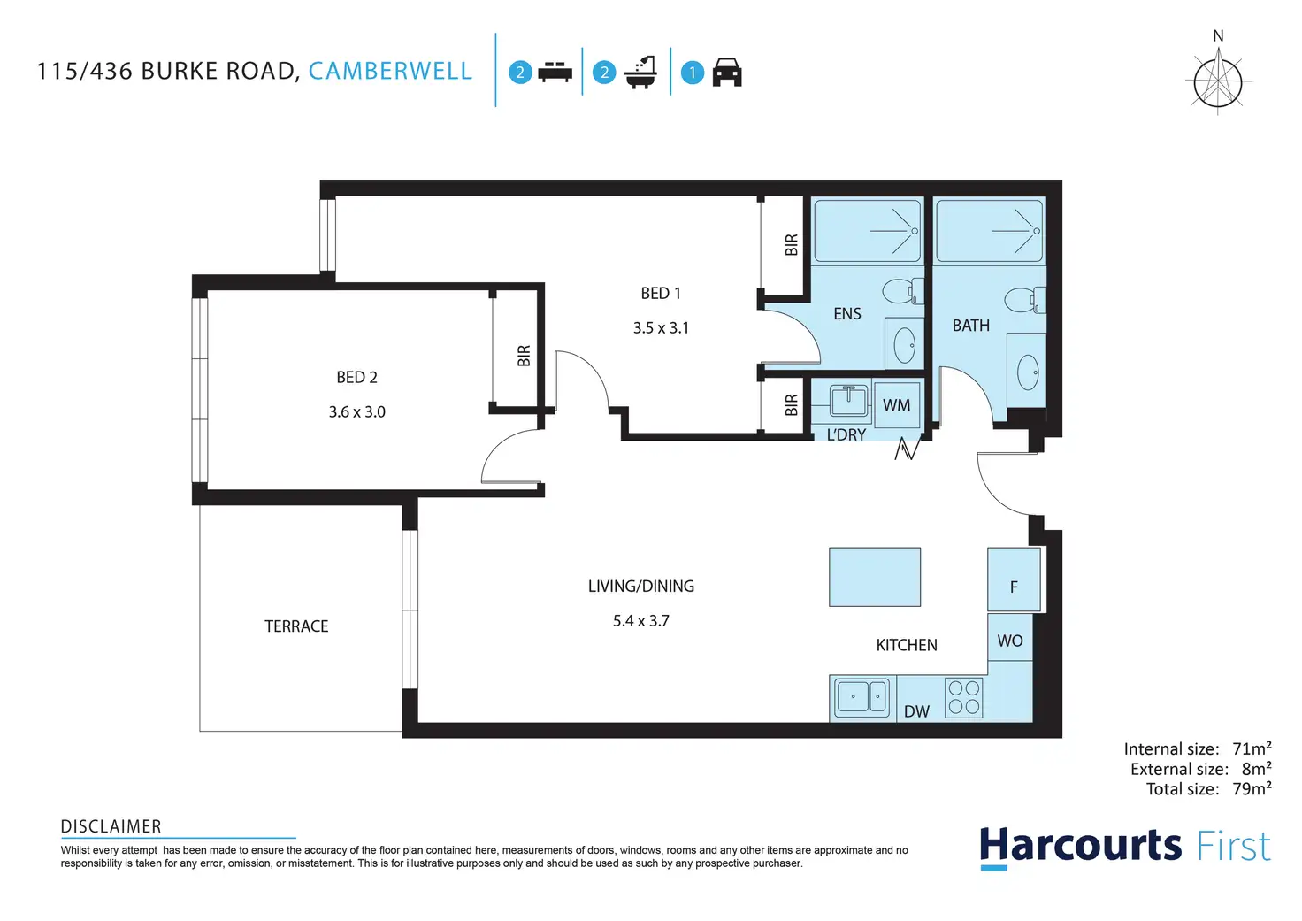 Floorplan of Homely apartment listing, 115/436 Burke Road, Camberwell VIC 3124