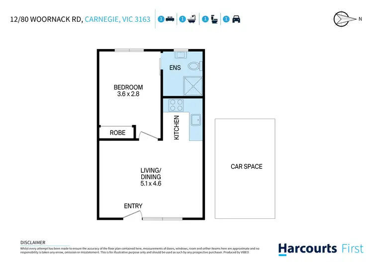 Floorplan of Homely apartment listing, 12/80 Woornack Road, Carnegie VIC 3163