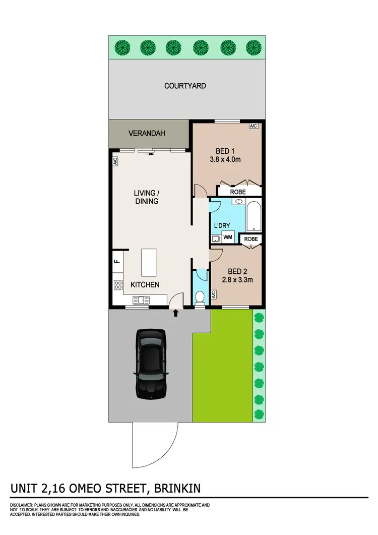 Floorplan of Homely unit listing, 2/16 Omeo Street, Brinkin NT 810