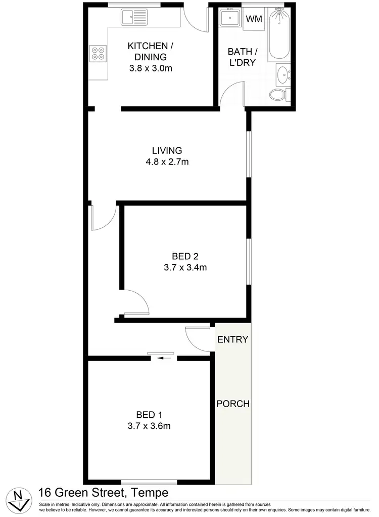 Floorplan of Homely semi-detached listing, 16 Green Street, Tempe NSW 2044