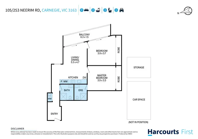 Floorplan of Homely apartment listing, 105/253 Neerim Road, Carnegie VIC 3163