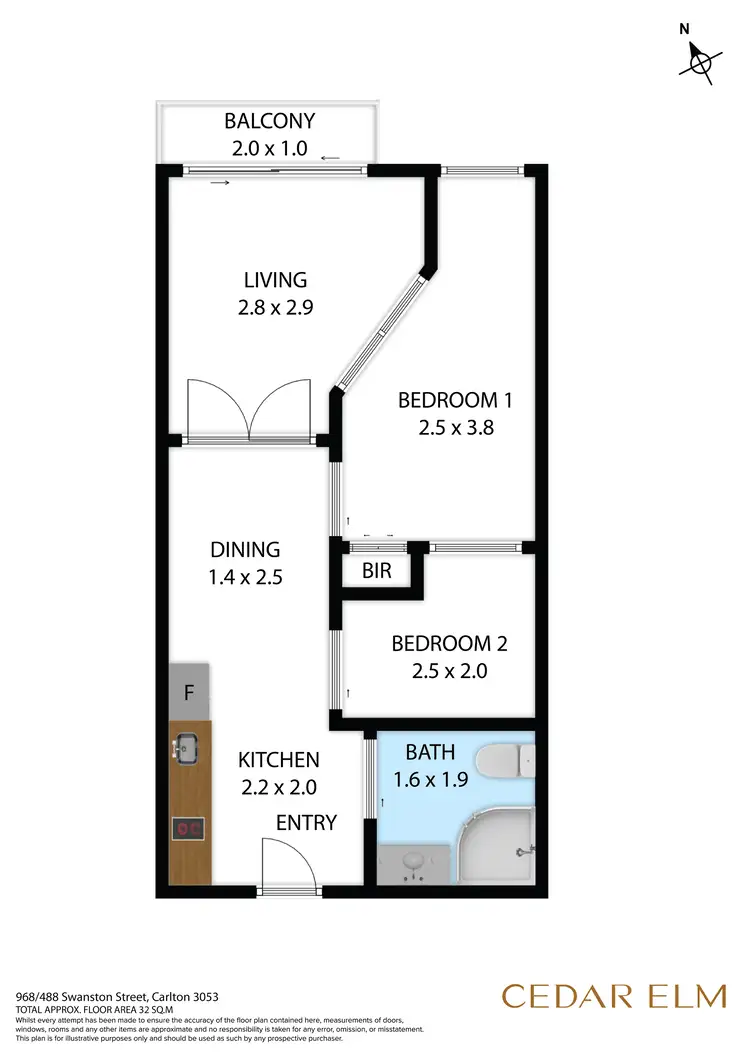 Floorplan of Homely apartment listing, 968/488 Swanston Street, Carlton VIC 3053