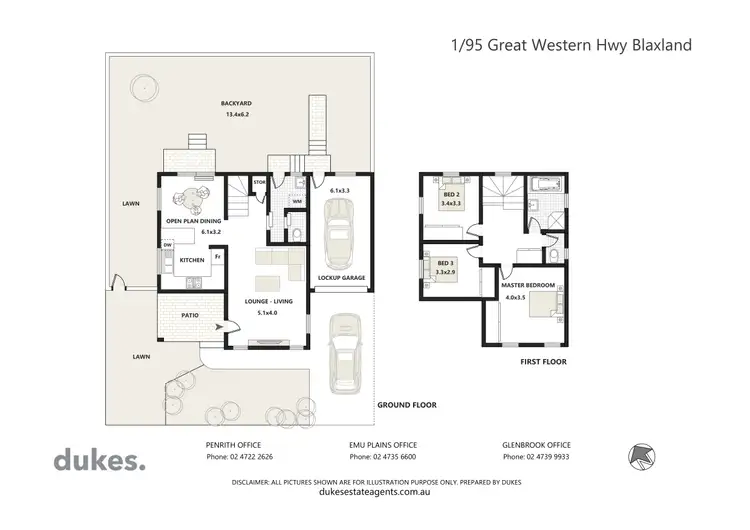 Floorplan of Homely semi-detached listing, 1/95 Great Western Highway, Blaxland NSW 2774
