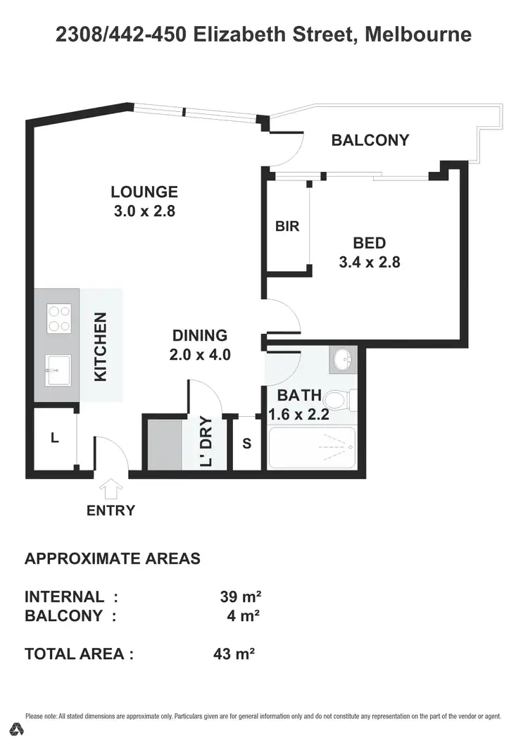Floorplan of Homely apartment listing, 2308/442-450 Elizabeth Street, Melbourne VIC 3000