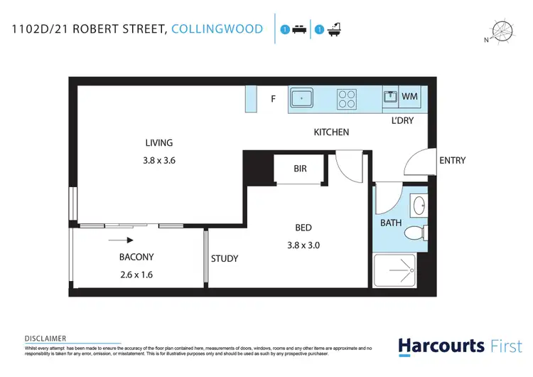 Floorplan of Homely apartment listing, 1102D/21 Robert Street, Collingwood VIC 3066