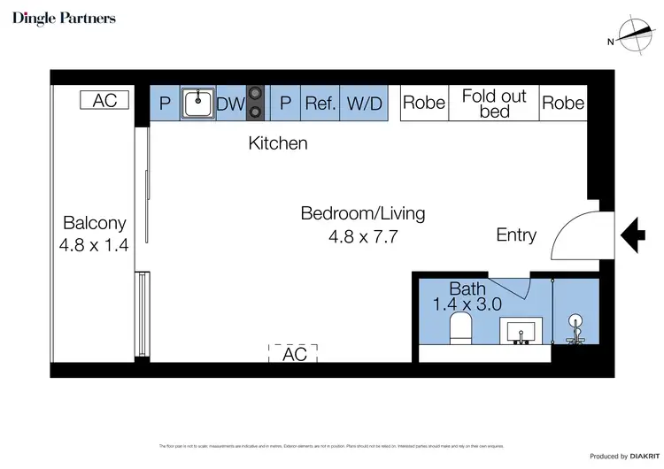 Floorplan of Homely studio listing, 523/32 Bray Street, South Yarra VIC 3141