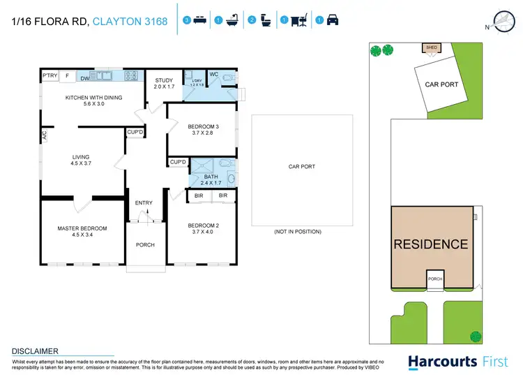 Floorplan of Homely unit listing, 1/16 Flora Road, Clayton VIC 3168