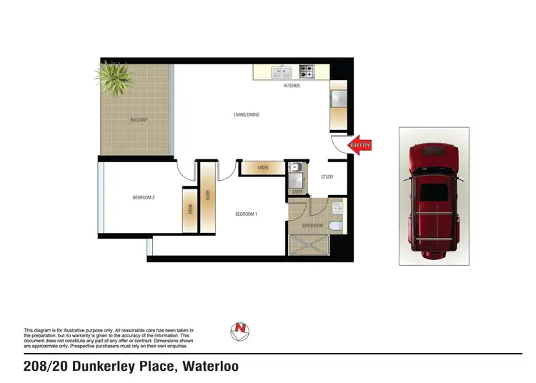 Floorplan of Homely apartment listing, 208/20 Dunkerley Place, Waterloo NSW 2017
