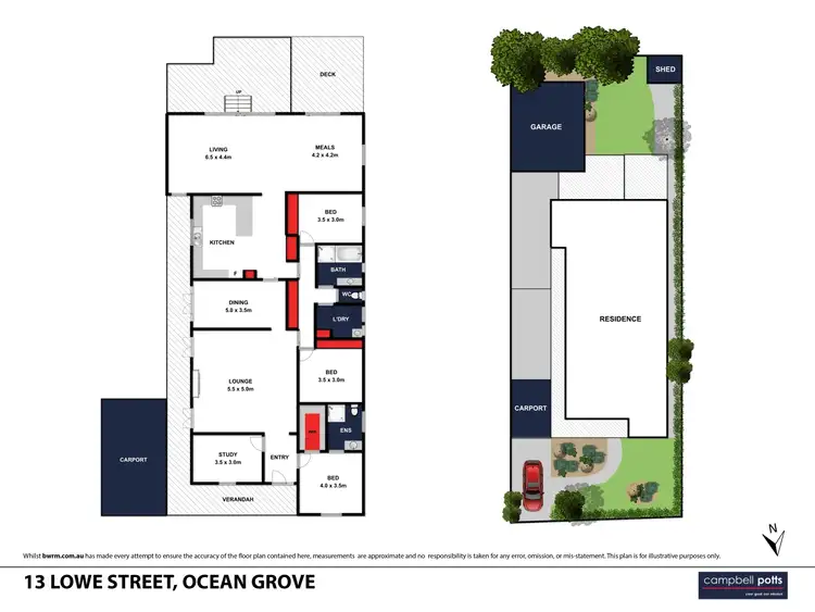 Floorplan of Homely house listing, 13 Lowe Street, Ocean Grove VIC 3226