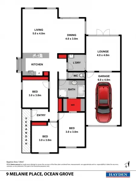 Floorplan of Homely house listing, 9 Melanie Place, Ocean Grove VIC 3226