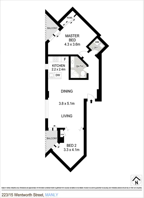 Floorplan of Homely apartment listing, 223/15 Wentworth Street, Manly NSW 2095