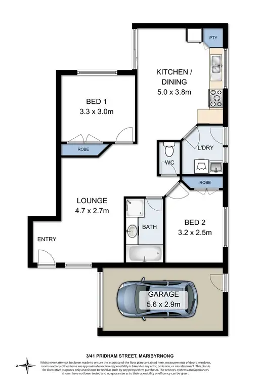 Floorplan of Homely unit listing, 3/41 Pridham Street, Maribyrnong VIC 3032