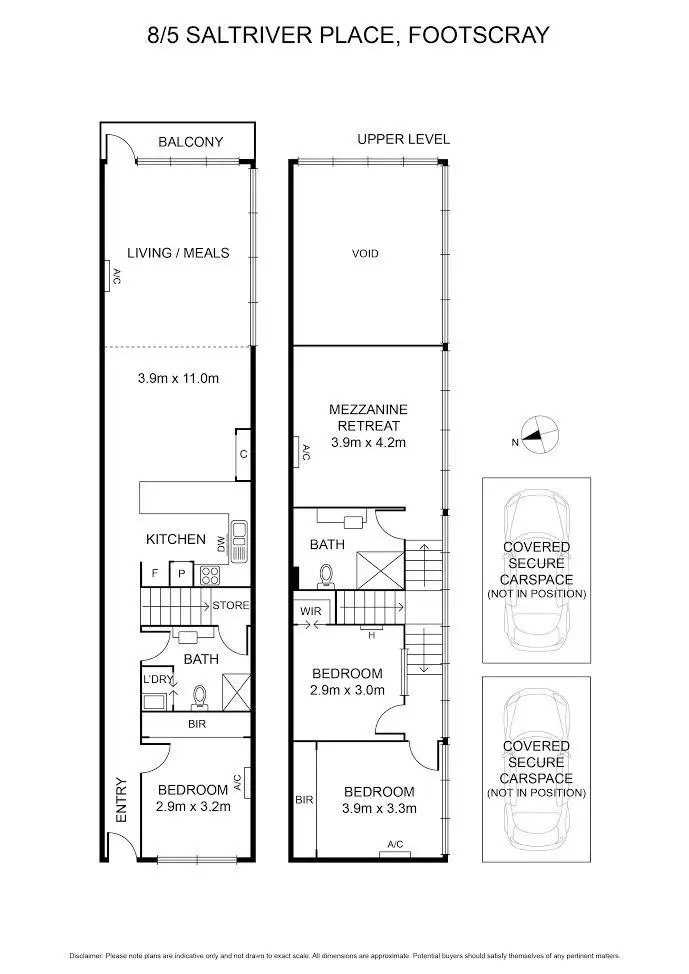 Floorplan of Homely townhouse listing, 8/5 Saltriver Place, Footscray VIC 3011
