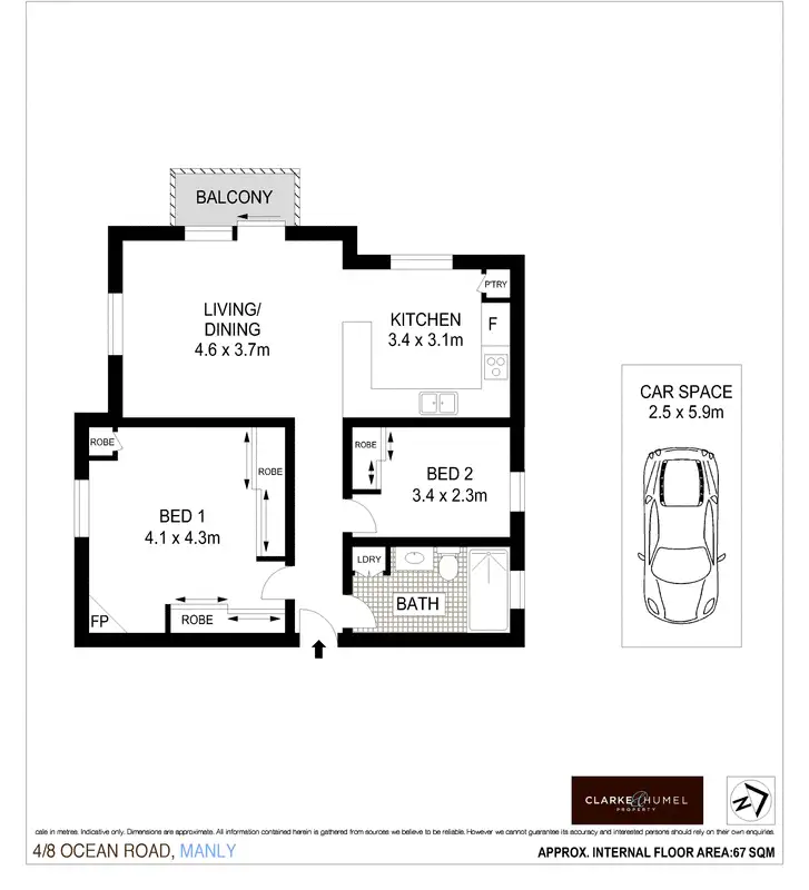 Floorplan of Homely apartment listing, 4/8 Ocean Road, Manly NSW 2095