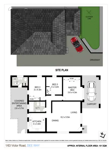 Floorplan of Homely semi-detached listing, 1/63 Victor Road, Dee Why NSW 2099