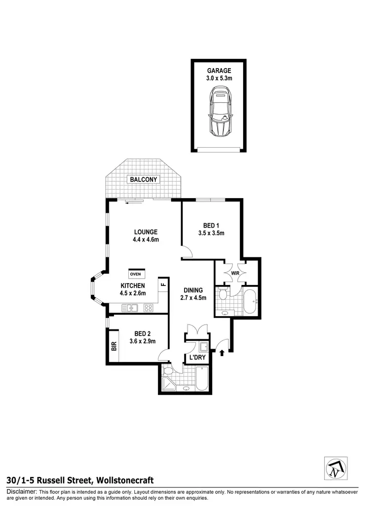 Floorplan of Homely apartment listing, 30/1-5 Russell Street, Wollstonecraft NSW 2065
