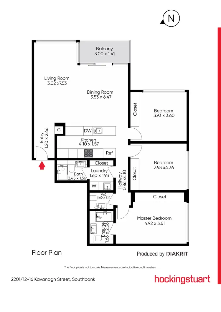 Floorplan of Homely apartment listing, 2201/12-16 Kavanagh Street, Southbank VIC 3006