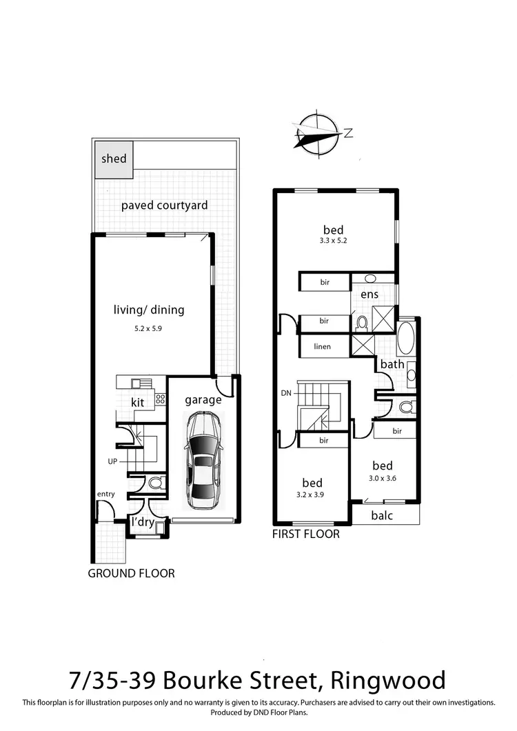 Floorplan of Homely townhouse listing, 7/35-39 Bourke Street, Ringwood VIC 3134