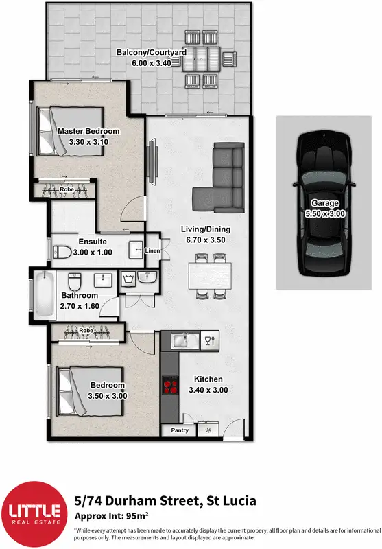 Floorplan of Homely unit listing, 5/74 Durham Street, St Lucia QLD 4067