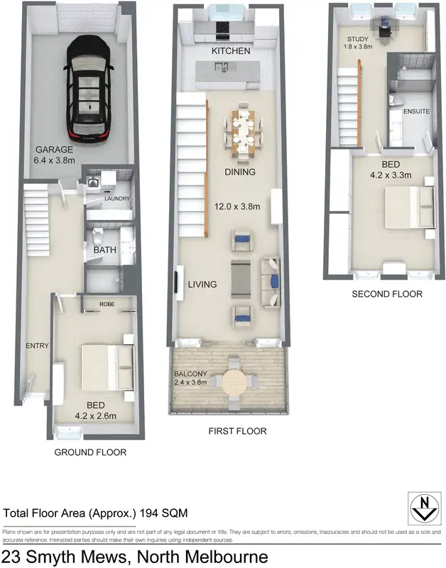 Floorplan of Homely townhouse listing, 23 Smyth Mews, North Melbourne VIC 3051