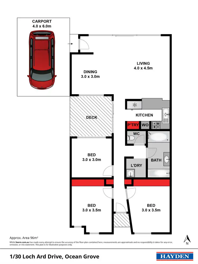 Floorplan of Homely townhouse listing, 1/30 Loch Ard Drive, Ocean Grove VIC 3226