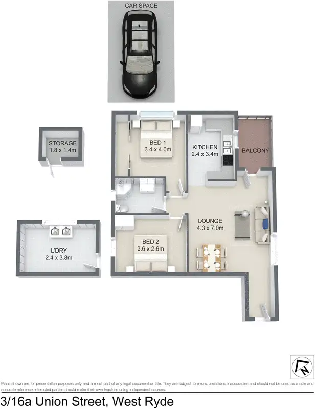 Floorplan of Homely apartment listing, 3/16A Union Street, West Ryde NSW 2114