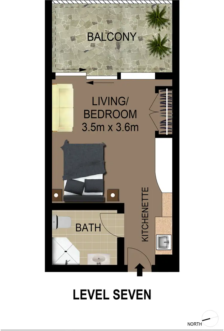 Floorplan of Homely studio listing, 706/302-308 Crown Street, Darlinghurst NSW 2010