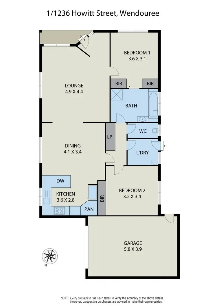 Floorplan of Homely townhouse listing, 1/1236 Howitt Street, Wendouree VIC 3355
