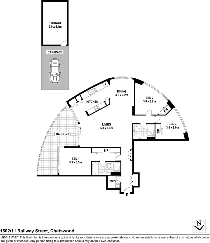 Floorplan of Homely apartment listing, 1502/11 Railway Street, Chatswood NSW 2067