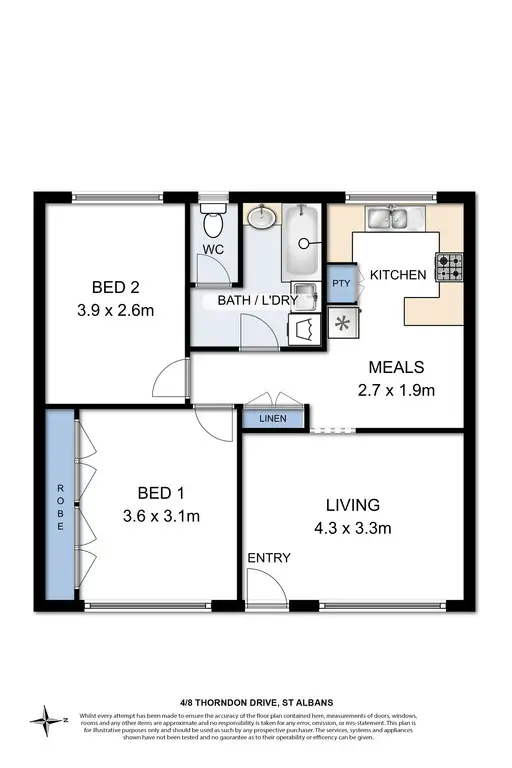 Floorplan of Homely unit listing, 4/8 Thorndon Drive, St Albans VIC 3021