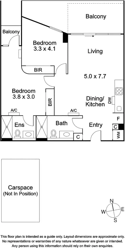 Floorplan of Homely apartment listing, 406S/227 Toorak Road, South Yarra VIC 3141