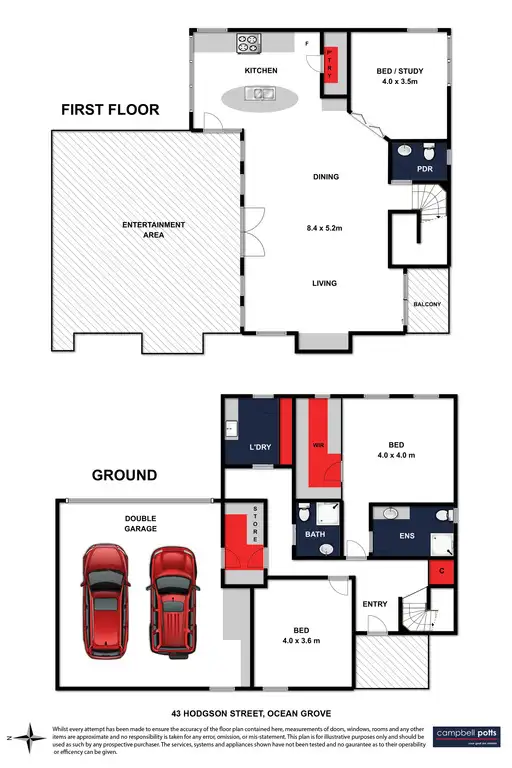 Floorplan of Homely house listing, 43 Hodgson Street, Ocean Grove VIC 3226