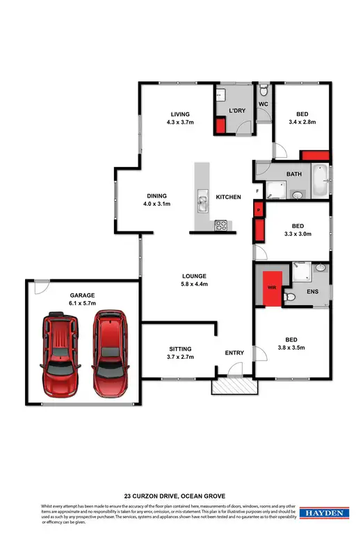 Floorplan of Homely house listing, 23 Curzon Drive, Ocean Grove VIC 3226