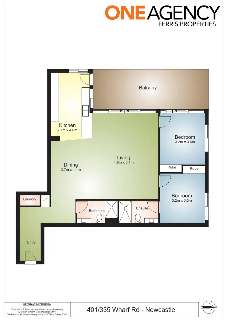 Floorplan of Homely apartment listing, 401/335 Wharf Road, Newcastle NSW 2300