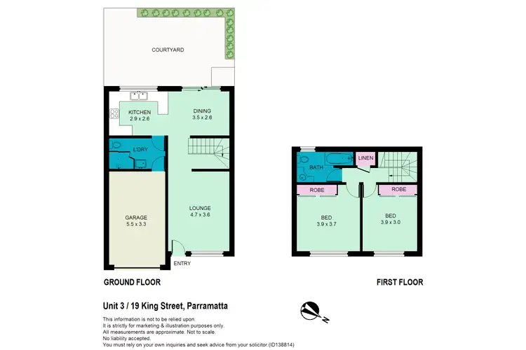 Floorplan of Homely townhouse listing, 3/19 King Street, Parramatta NSW 2150