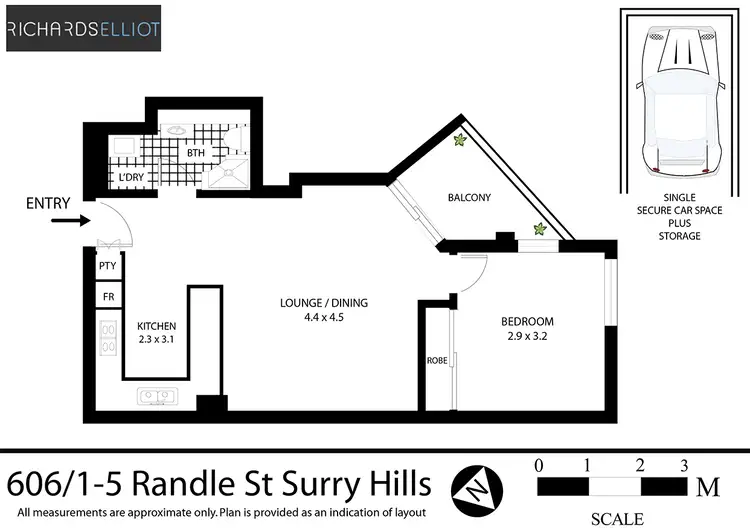 Floorplan of Homely apartment listing, 606/1-5 Randle Street, Surry Hills NSW 2010