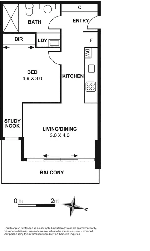 Floorplan of Homely apartment listing, 2806/3 Yarra Street, South Yarra VIC 3141
