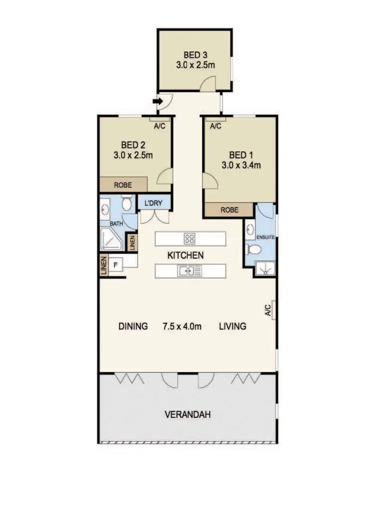 Floorplan of Homely unit listing, 1/7 Brewery Place, Woolner NT 820
