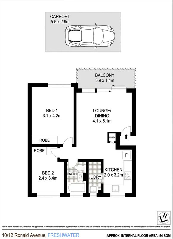 Floorplan of Homely apartment listing, 10/12 Ronald Avenue, Freshwater NSW 2096