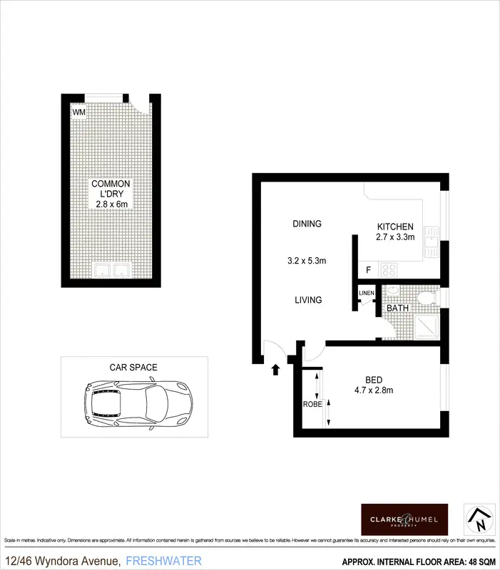 Floorplan of Homely apartment listing, 12/46 Wyndora Avenue, Freshwater NSW 2096