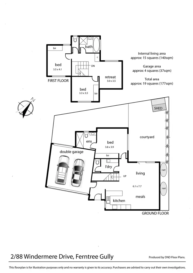 Floorplan of Homely townhouse listing, 2/88 Windermere Drive, Ferntree Gully VIC 3156
